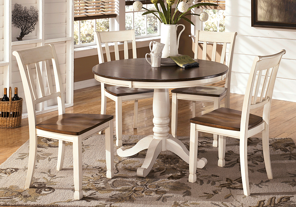 Whitesburg Round Dining Table and 4 Side Chairs | Cincinnati Overstock