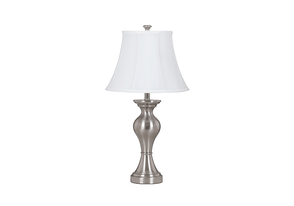 Rishona Brushed Silver Metal 2 Table, Curve Brushed Steel Table Lamps