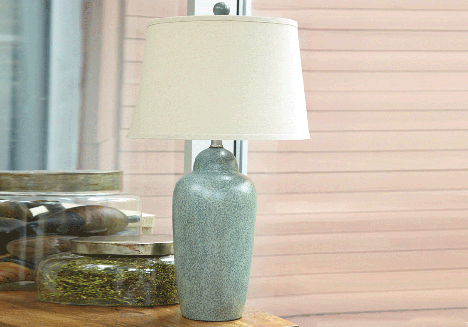 Saher Green Ceramic Table Lamp, Green Ceramic Table Lamp