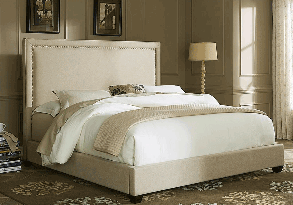 Braddock King Upholstered Bed, King Upholstered Bed With Nailhead Trim