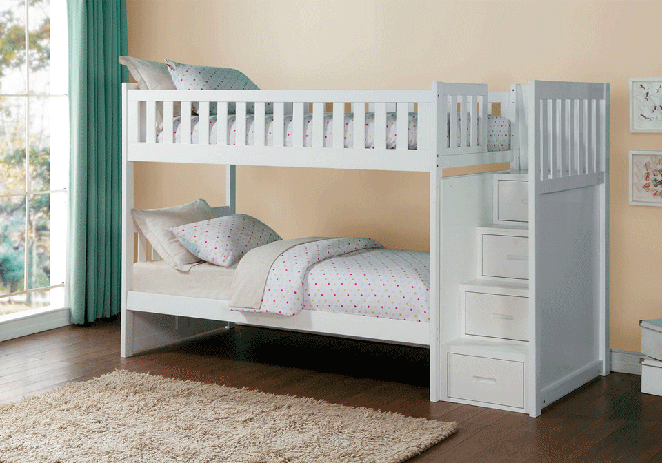 Bunk Bed Stairs With Drawers For, Flynn Loft Bed With Storage Stairs And Desk