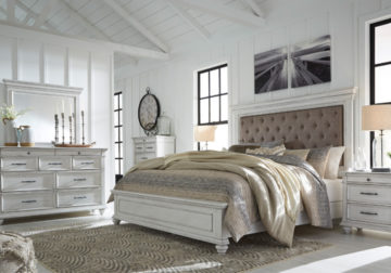 Kanwyn Whitewash Upholstered King Panel Storage Bedroom Set