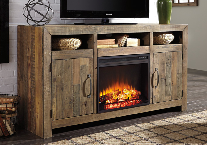 Sommerford Brown Large Tv Stand W, Can You Put A Fireplace Insert In Tv Stand
