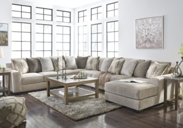 Ardsley Pewter 5pc RAF Chaise Sectional
