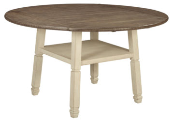 Bolanburg Two-Tone Brown Round Drop Leaf Counter Table