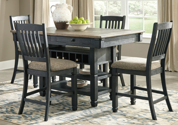 Tyler Creek Two-Tone Black 5 Pc. Counter Height Dining Set