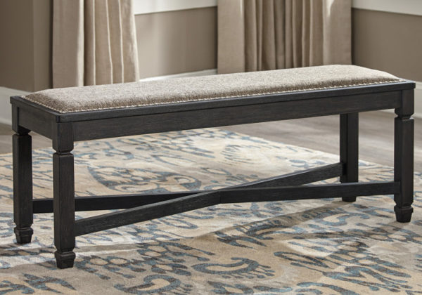 Tyler Creek Two-Tone Black Upholstered Dining Bench
