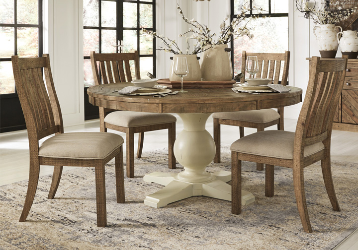Grindleburg Light Brown 5 Pc Round, Light Wood Dining Room Table Sets