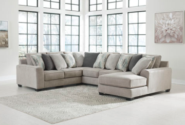 Ardsley Pewter 4Pc RAF Chaise Sectional