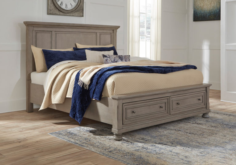 Lettner Light Gray Queen Panel Storage Bed Set Cincinnati Overstock