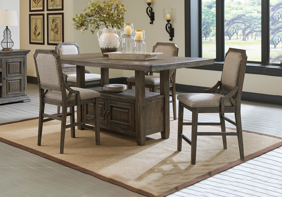 Wyndahl Rustic Brown 5pc Counter Height, Rustic Counter Height Dining Table Sets