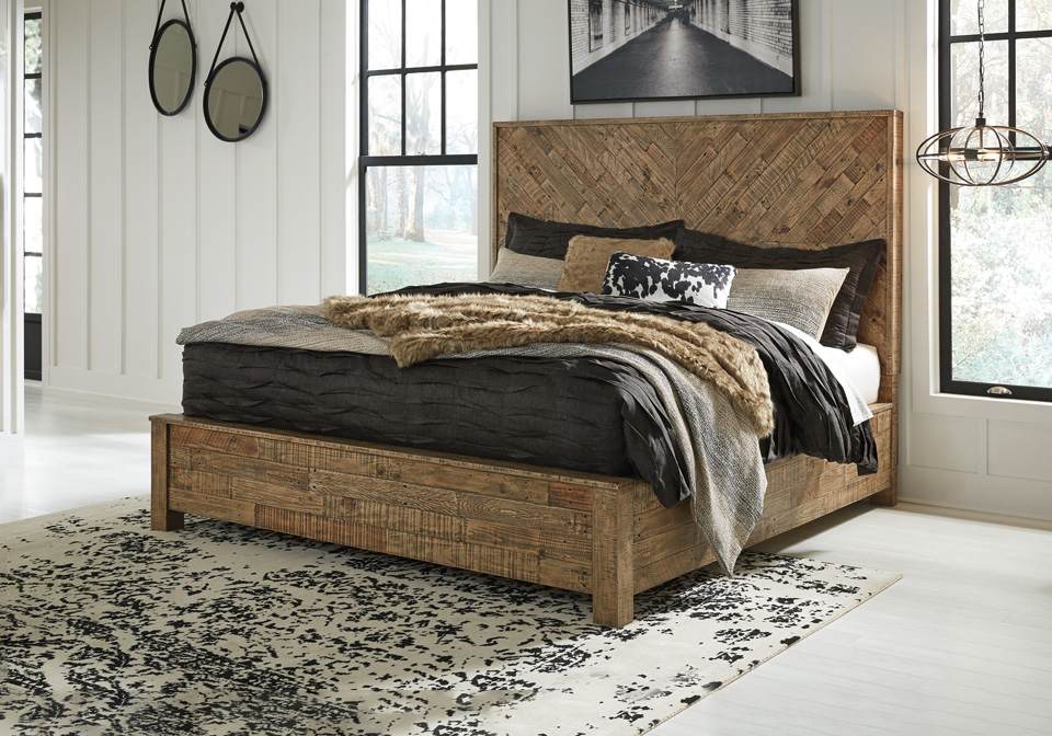 Grindleburg Light Brown King Panel Bed Cincinnati Overstock Warehouse