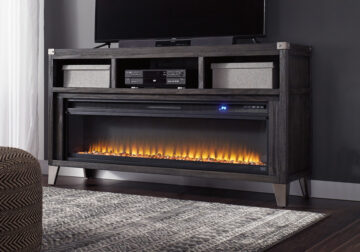 Todoe Gray Large TV Stand w/Fireplace