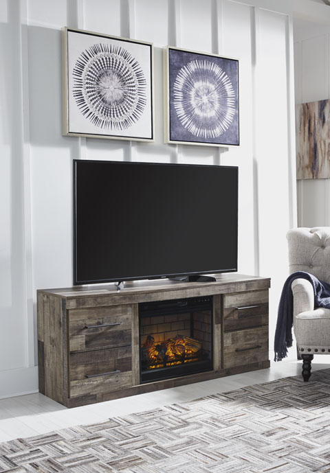 Derekson Brown TV Stand w/Fireplace Option