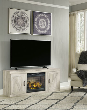 Bellaby Whitewash TV Stand w/Fireplace Option