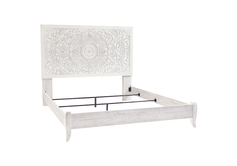 Paxberry Whitewash King Bed, Paxberry Whitewash Queen Panel Bed