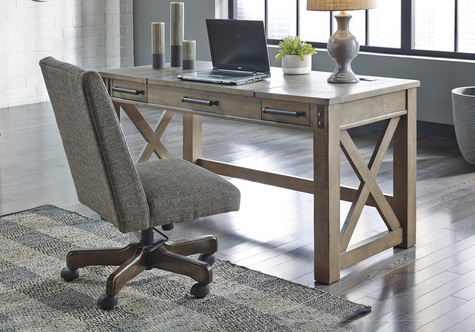 Aldwin Gray Home Office Lift Top Desk, Distressed Grey Office Desk