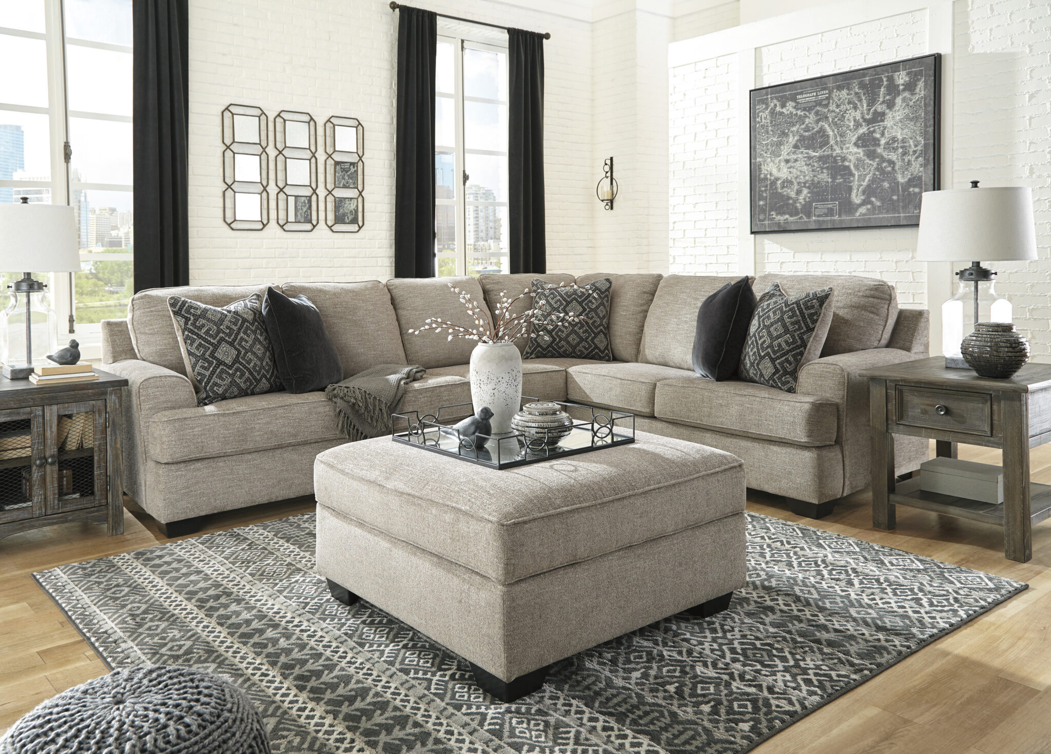 Bovarian Stone 3pc. RAF Sofa Sectional | Cincinnati Overstock Warehouse