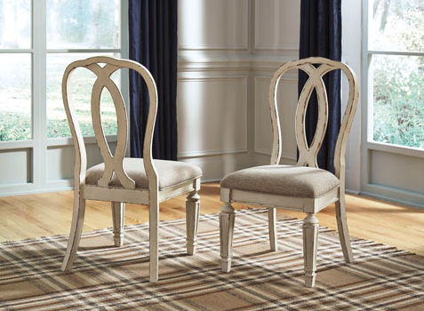 Realyn Chipped White Ribbon Back Upholstered Dining Chair
