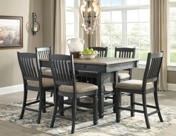 Tyler Creek Two-Tone Black 7pc Counter Height Dining Set