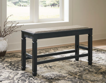 Tyler Creek Two-Tone Black Upholstered Counter Dining Bench
