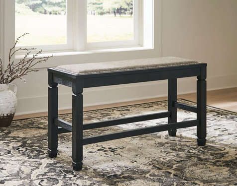 Tyler Creek Two-Tone Black Upholstered Counter Dining Bench