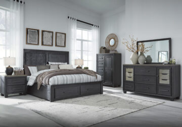 Foyland Black King Storage Bed Set