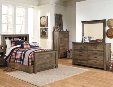 Trinell Twin Bookcase Bed Set with Side Storage