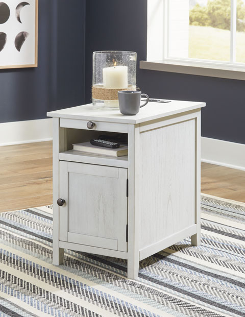 Treytown Antique White Power Chair Side End Table