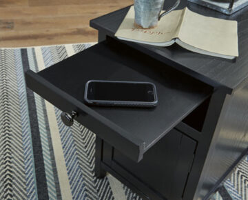 Treytown Black Power Chair Side End Table
