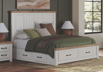 Savonport White/Brown King Panel Storage Bed