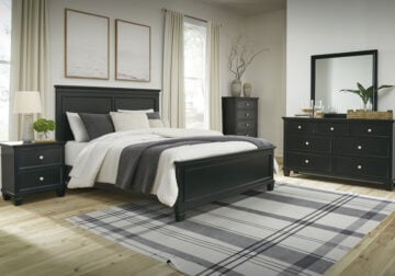 Lanolee Black Queen Panel Bed Set