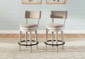 Robbinsdale Antique White Upholstered Swivel Barstool