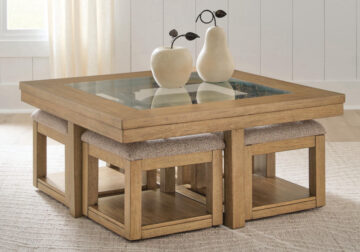 Wittenmyer Natural/Black Cocktail Table w/4 Stools