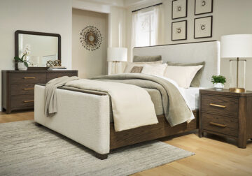 Radkin Burnished Brown King Upholstered Bed Set