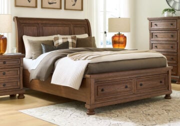 Zackaryn Warm Brown King Sleigh Storage Bed